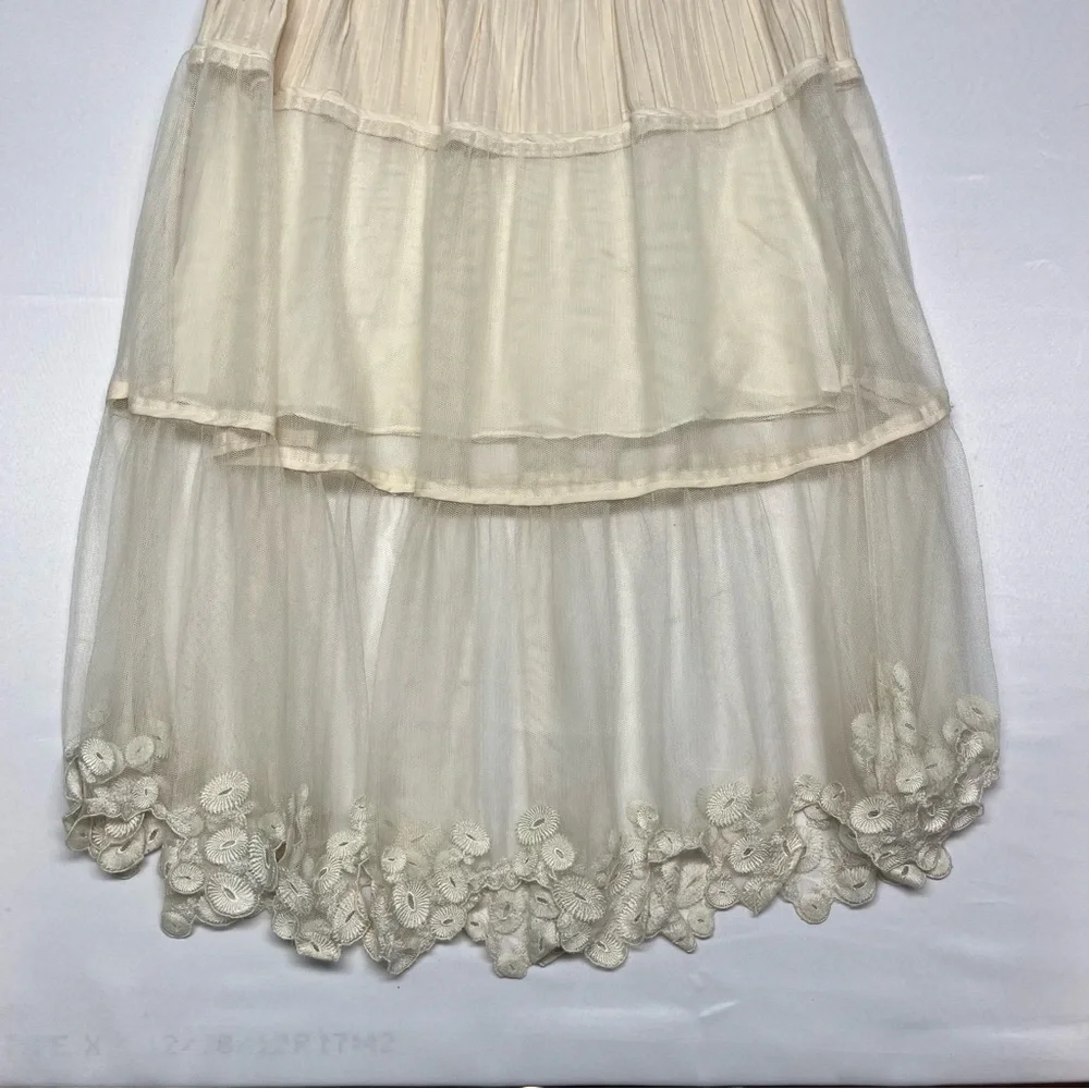 Catherine Malandrino Boho Tiered Silk Maxi Skirt Lace Size 2 - Picture 4 of 10